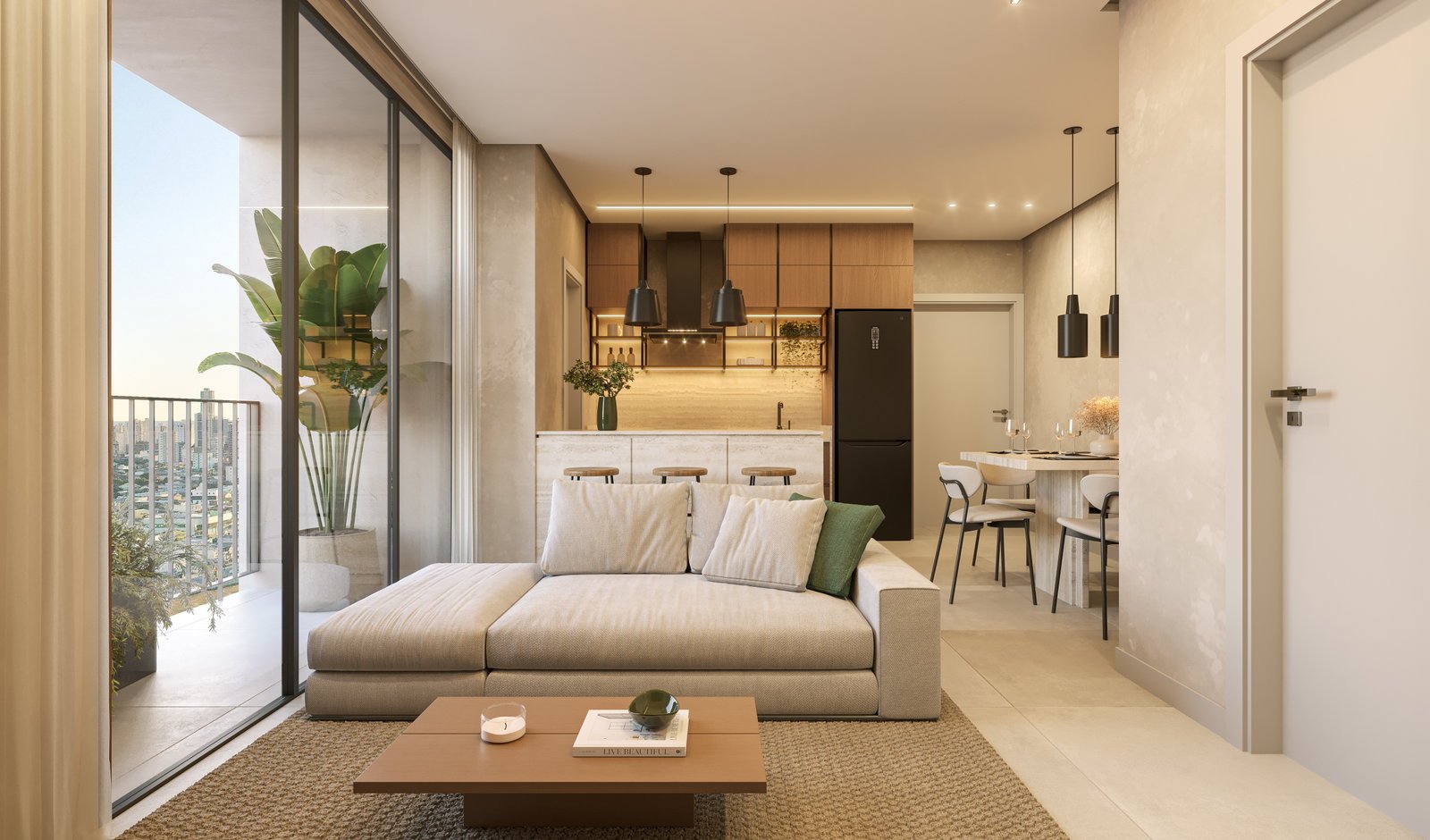 vokkan-verenna-living-apto-2401 Apartamento Verenna Residence Vivapark Porto Belo (SC) – VOKKAN