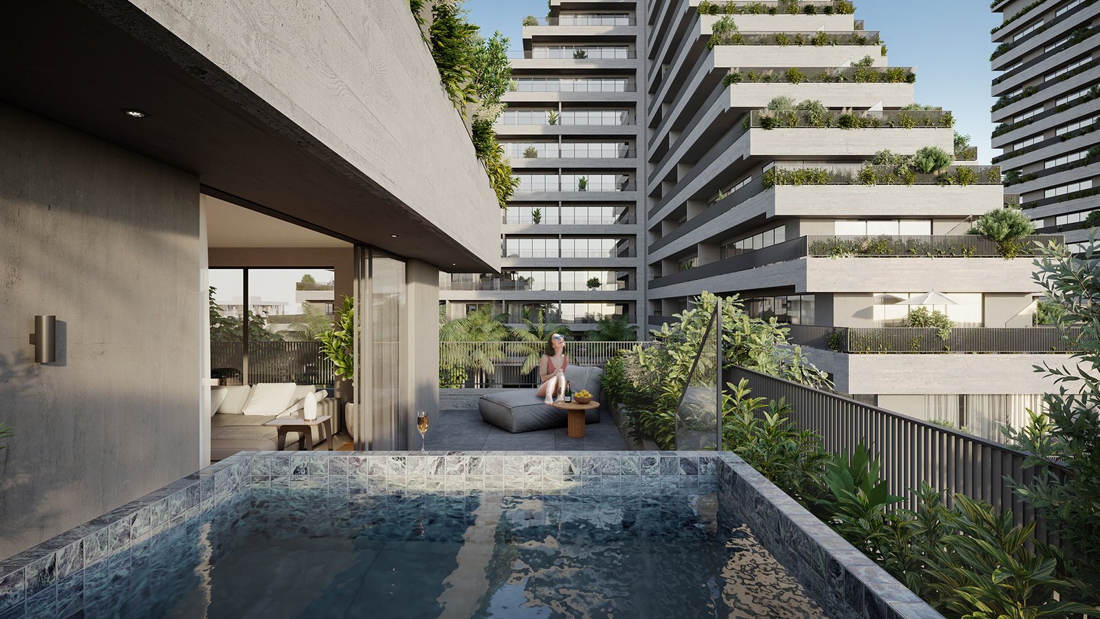 vokkan-vertice-terraco-piscina-01 Apartamento Vértice Residence Vivapark Porto Belo (SC) – VOKKAN