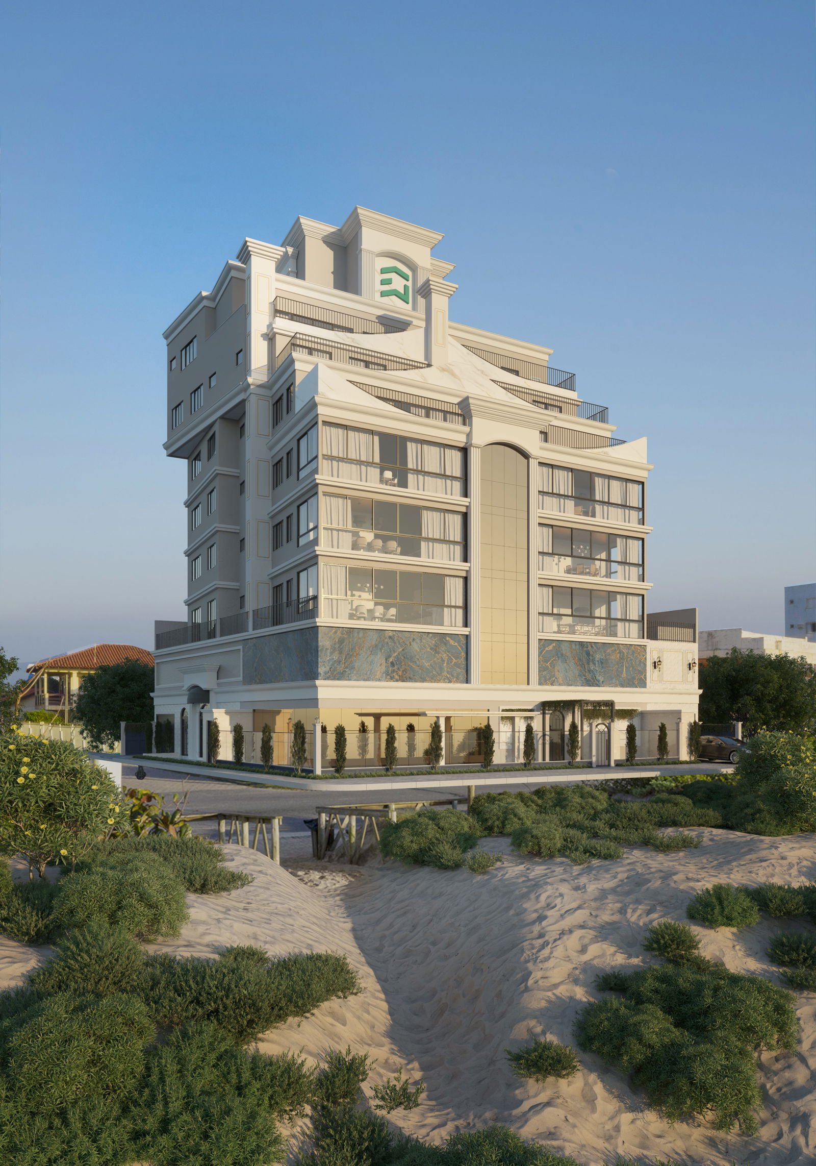 aplat-grandezza-gran-palazzo-fachada-01 Apartamento no Gran Palazzo Exclusive Residences em Navegantes (SC) | GRANDEZZA
