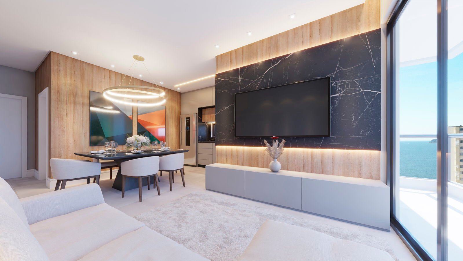 aplat-oneda-melbourne-living-tipo-diferenciado Apartamento no Melbourne Residence em Balneário Piçarras (SC) | ONEDA