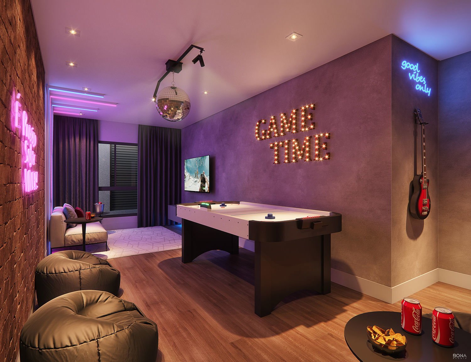 aplat-realsec-barra-beach-sala-games-01 Apartamento no Residencial Barra Beach em Barra Velha (SC) | REALSEC