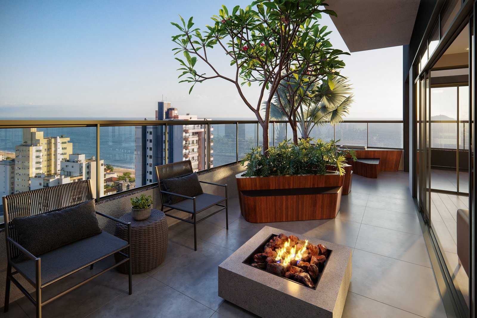 aplat-realsec-eagle-beach-fireplace-01 Apartamento no Residencial Eagle Beach em Balneário Piçarras (SC) | REALSEC