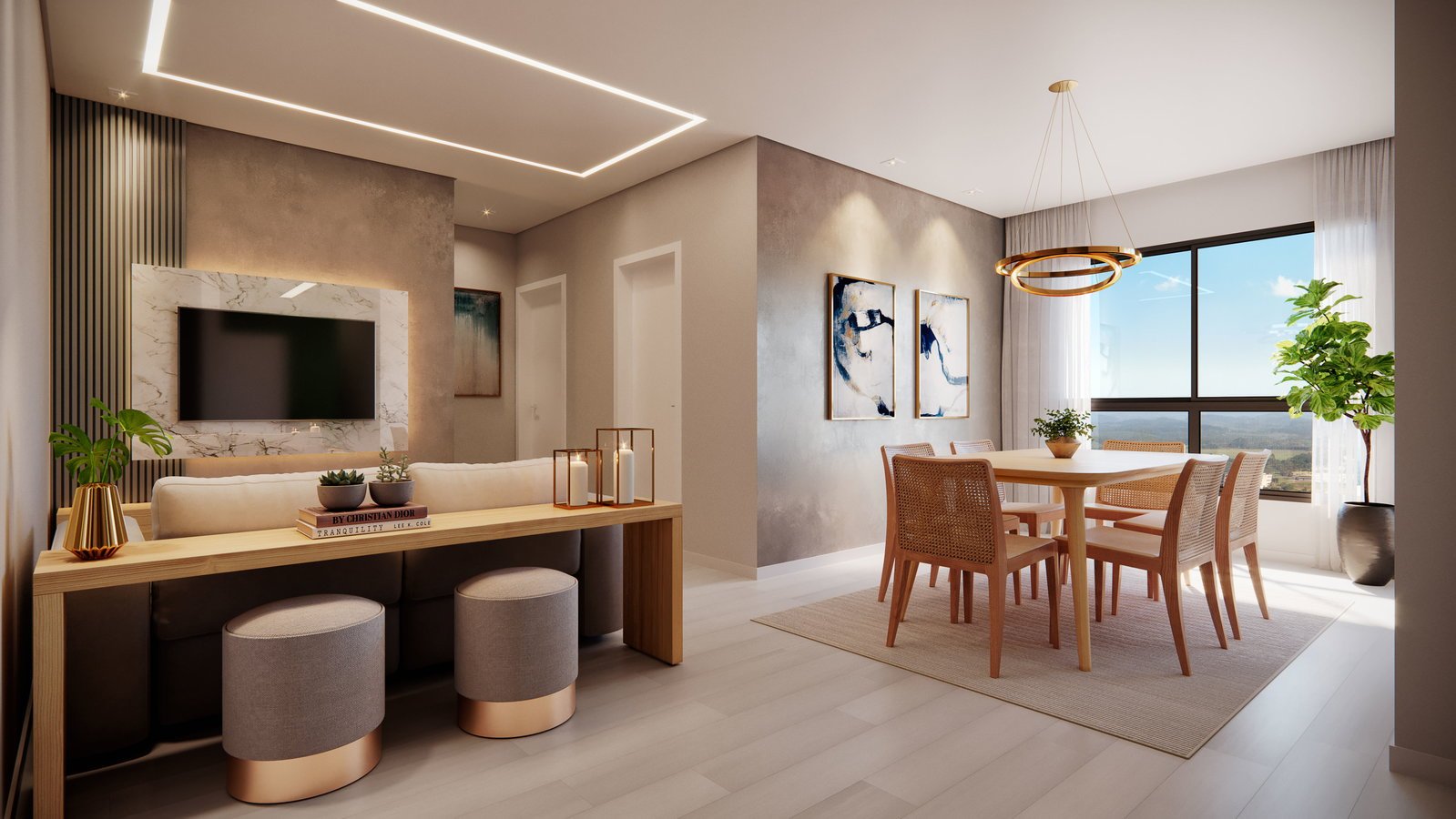 aplat-realsec-eagle-beach-living-02 Apartamento no Residencial Eagle Beach em Balneário Piçarras (SC) | REALSEC