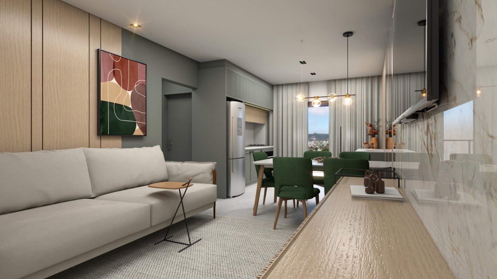 aplat-dinamize-dallas-living-01 Apartamento no Dallas Residence em Navegantes (SC) | DINAMIZE