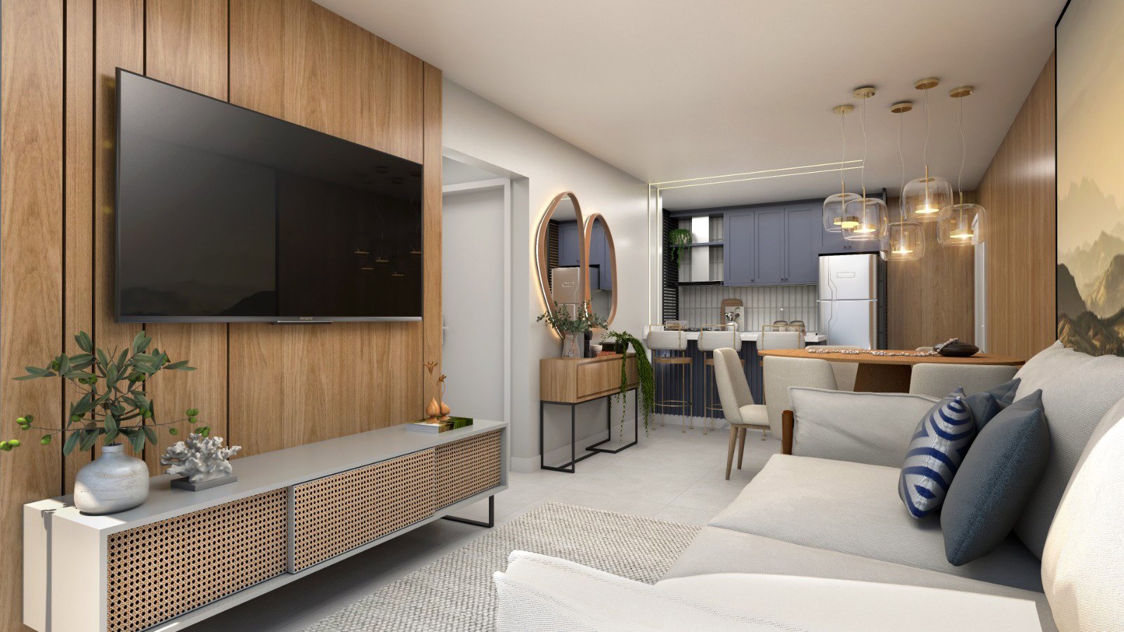 aplat-dinamize-dallas-living-02 Apartamento no Dallas Residence em Navegantes (SC) | DINAMIZE