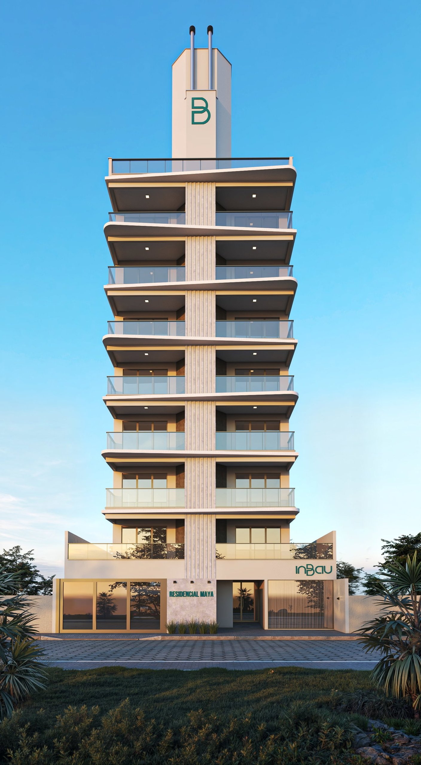 aplat-inbau-maya-fachada-01 Apartamento no Residencial Maya em Navegantes (SC) | INBAU
